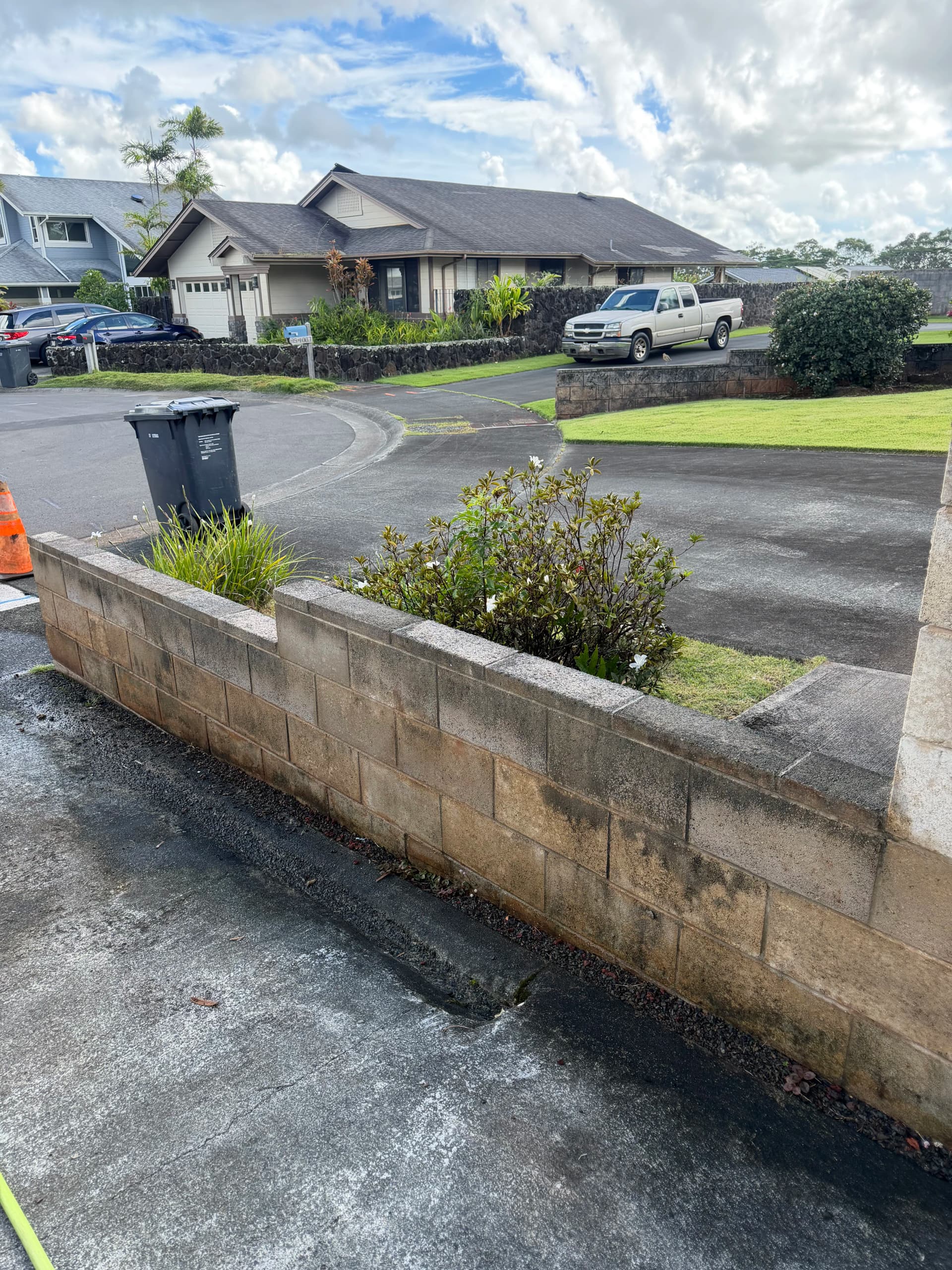 Concrete Block Wall Pressure Washed Back to Clean image